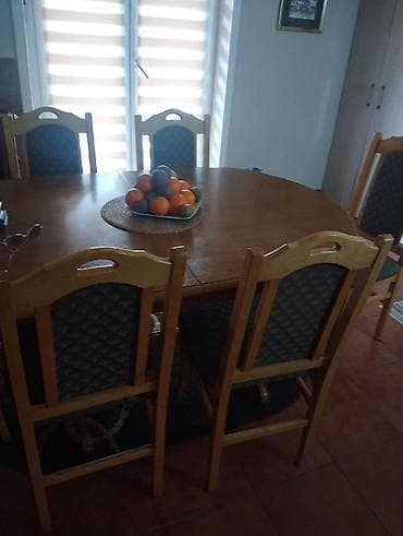 ormarić za terasu: Trpezarijski set – drveni sto sa šest stolica - Sto: masivno drvo — 3