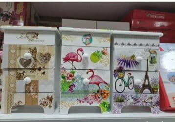 Tekstil: Naslov: Kutija za nakit Opis: Dekorativna kutija za nakit sa tri — 1