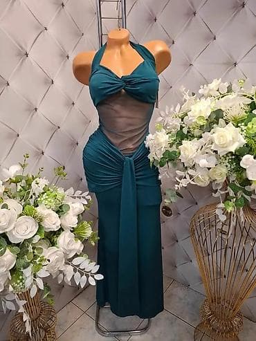 pull i bear: Elegantna duga haljina u petrolej zelenoj boji. - Dizajn 2-u-1: može — 3