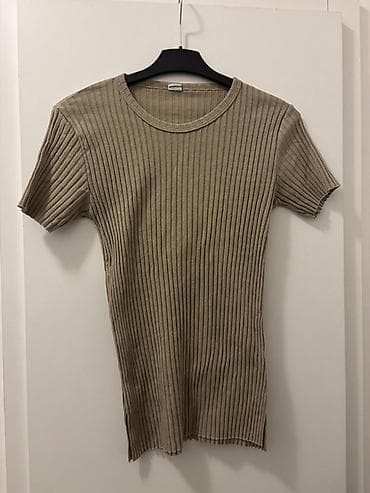 sako l: Rebrasti komplet – majica i pantalone, bež/peščane boje. - Materijal — 1