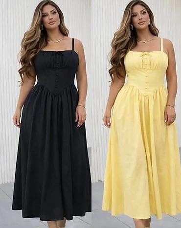 Haljine: Letnja midi haljina na bretele – romantičan A‑kroj - Model: midi — 3