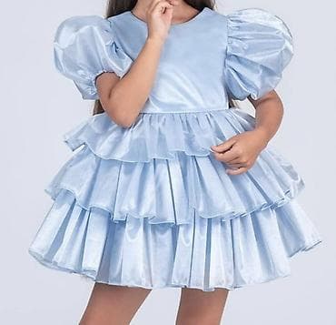 balans bicikl za bebe: Dečija svečana haljina – svetloplava “princeza” sa bogatim volanima — 3