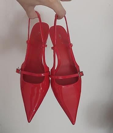 antivarus cipele: Crvene lakovane slingback cipele sa špicastim vrhom i niskom — 3