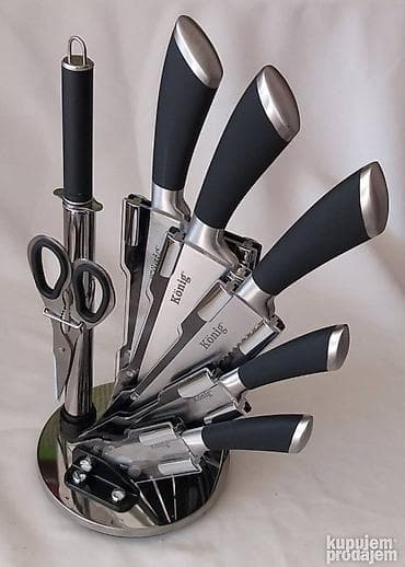 teleskop makaze za grane: König set kuhinjskih noževa na rotirajućem stalku - Komplet obuhvata — 2
