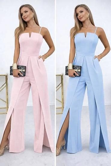 Overalls: Elegantni ženski kombinezon sa širokim nogavicama - Model: bez — 4