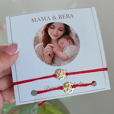 Set narukvica „Mama & Beba” – duet crvenih končanih narukvica sa