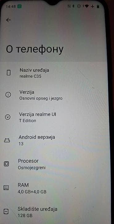 prodajem aparat za vodu: Realme C35 – Android 13, 128 GB - Model: realme C35 (realme UI T — 4