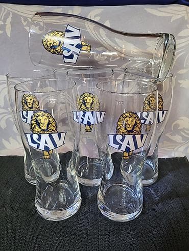 čaše sa duplim dnom: Case nove Lav pivo Berganovo Italija. Case za Lav pivo. Komada 6 u — 3