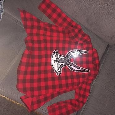 Men's Clothing: Crveno-crna karirana košulja dugih rukava sa šljokičastim motivom Bugs — 1