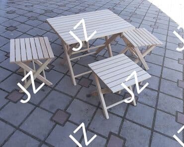 stolicice za terasu: Stočić 80×50 visina 56
Stoličice 4 kom.
Komplet 4800 — 1