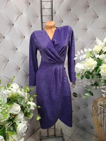 💥Elegantna ženska haljina u ljubičastoj boji sa diskretnim sjajem