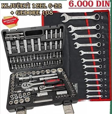 kljuc za tockove: Set alata: Ključevi 12 elemenata (6–22 mm) + gedore set 108 delova — 1