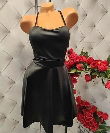 Haljine: Satenska mini haljina na tanke bretele - Model: kratka A-kroja sa — 6