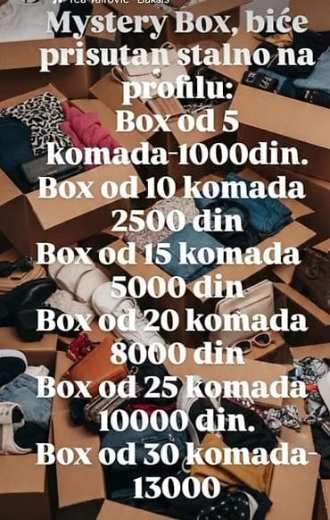 metro obuca sa nedostacima: Mystery Box – stalno dostupan na profilu. Opcije i cene: - Box od 5 — 1