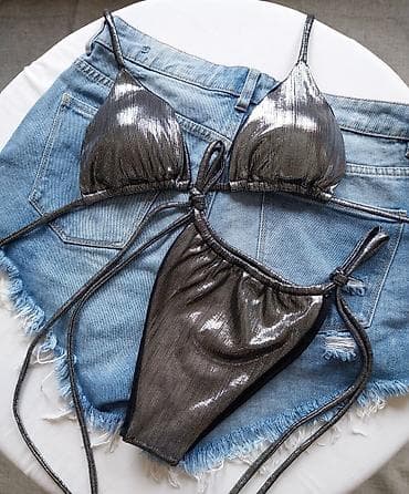 katrin odeća: Metalik bikini set – dvodelni - Model: trouglasti gornji deo sa — 2