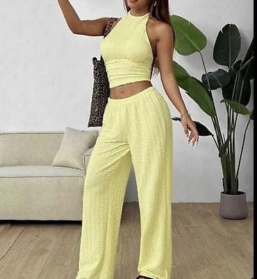 nakit za struk: Ženski komplet – top bez rukava + široke pantalone. - Top: pripijena — 2