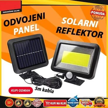 Solarni reflektor sa odvojenim panelom Veoma snažno i jako svetlo