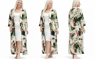 Ženska obuća: Dugi kimono s tropskim printom - Model: lagani, lepršavi kimono do — 1