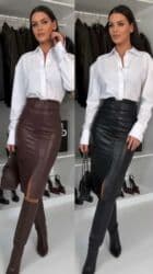 Women's Sweatshirts: Suknja eko koža — 2