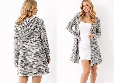 pepco gace: Ženski pleteni kardigan s kapuljačom - Model: dugi otvoreni kardigan — 1