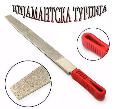 noz za staklo: Nova dijamantska turpija. Dimenzije dijamantskog dela turpije: širina — 1