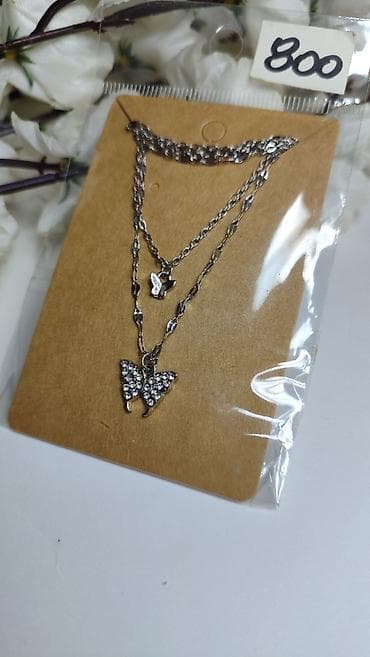 novi iqos: Slojevita ogrlica sa privescima leptira - Set od tri lančića u jednoj — 5