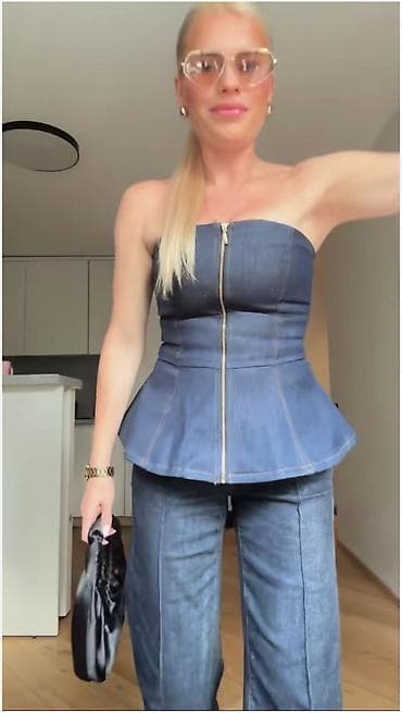 korseti elegantni: Zara trendi teksas korset vel. S– bez bretela, sa peplum krojem - — 8