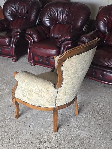 yisk namestaj: Stilska fotelja sa drvenim ramom i floralnim štofom - Klasičan dizajn — 3