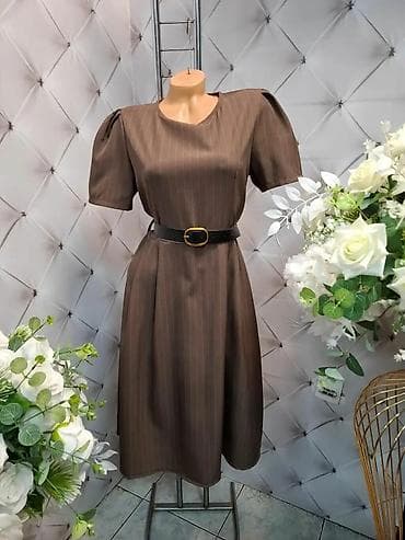 Dukserice: Elegantna ženska haljina sa prugama - Kroj: midi dužina, blago A-kroj — 4