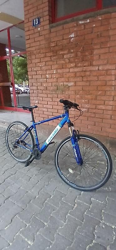 bicikli 20 inca: Gradski/treking bicikl Berlin – plavo-beli - Lagani aluminijumski ram — 10