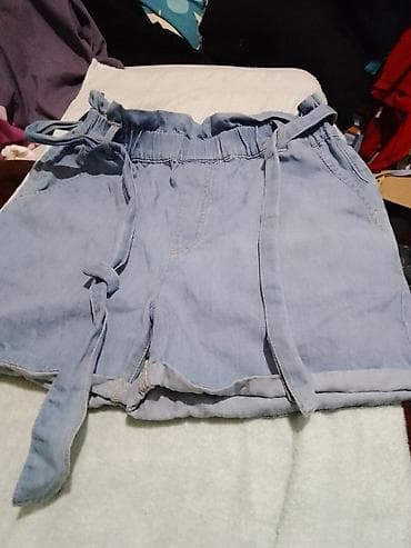 Ženske teksas šorts suknja (paperbag model) - Boja: svetlo plava