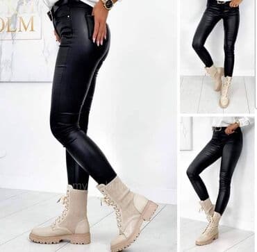 kozne helanke za punije: Hit pantalone od eko koze za puniji i vitkiji stas u puno lepih boja - — 5