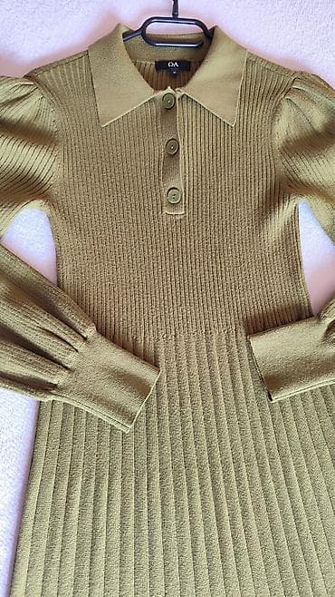 pletena haljina: Pletena haljina sa kragnom – maslinasto zelena - Brend: C&A - — 3