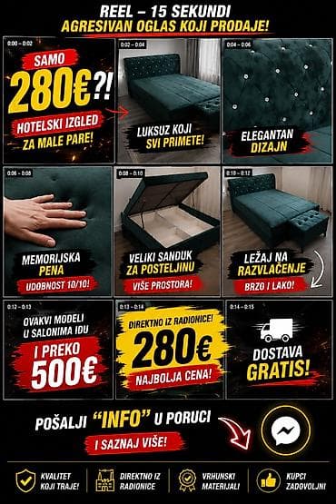 Tapacirani bračni ležaj sa kutijom i mehanizmom za razvlačenje -