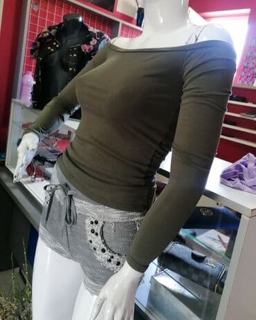 crop top c a: S (EU 36), Cotton, color - Green — 2