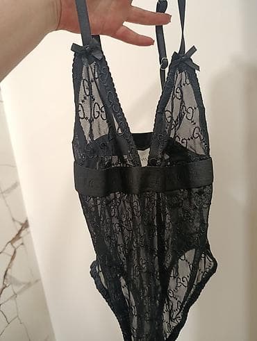 gucci duks: Crni mrežasti bodi sa monogram uzorkom. - Materijal: prozirna — 6