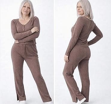 Kompleti: Ženski rebrasti komplet – kardigan i pantalone - Dvodijelni set u — 5