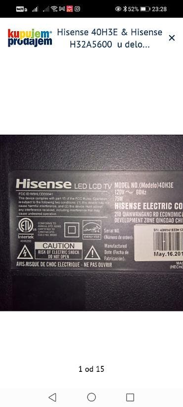 iris tv mts daljinski cena: Hisense televizori – delovi 1) Hisense 40H3E – delovi: - Main board — 2