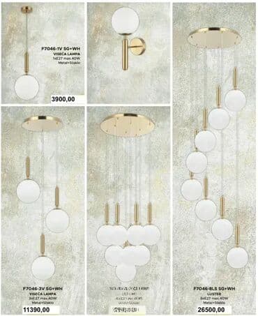forma ideale komode: Jačina: Max. 40W Tip grla: 8xE27 Napon: 220-240v Boja: Zlatna+Bela — 1