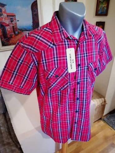 pantalone za punije: Nova muska pamucna kosulja sa kragnom New Fashion Crvena. Odlicna — 3