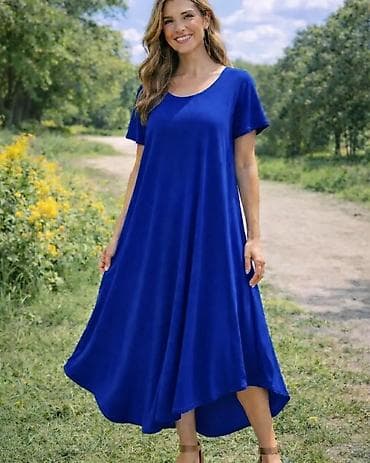 patike plave: Ženska letnja maxi haljina – A‑kroja, asimetričnog poruba ili 2 po — 5