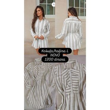 A-Dress L, bоја - Bela, Oversize, Dugih rukava