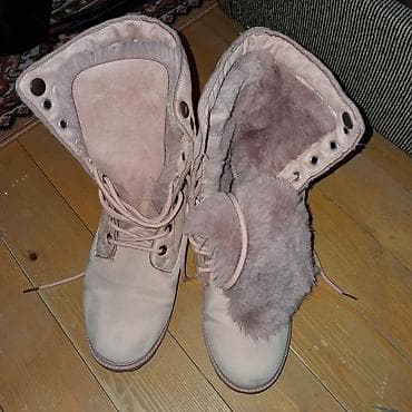 maslinasto zelene cizme: Ženske zimske čizme – puder/roze - Materijal: meka brušena koža/velur — 4