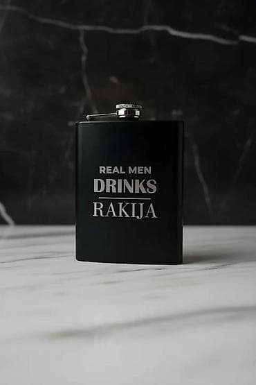 supijera metalac: Metalna pljoska za piće sa duhovitim natpisima. - Materijal — 2