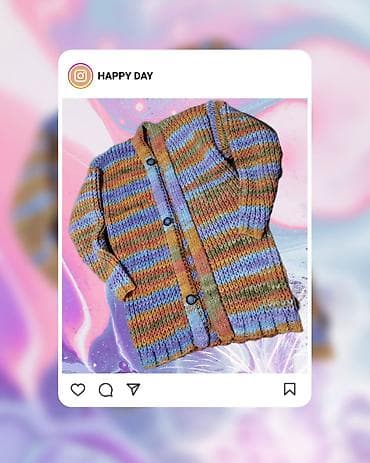 Nov ručno pleteni džemper na kopčanje vel XXL. Obim grudi 106 cm — 4