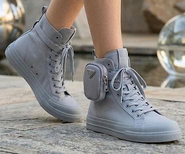 patike dsquared: Visoke patike u sivoj boji sa dodatnom mini torbicom na gležnju. Model — 1