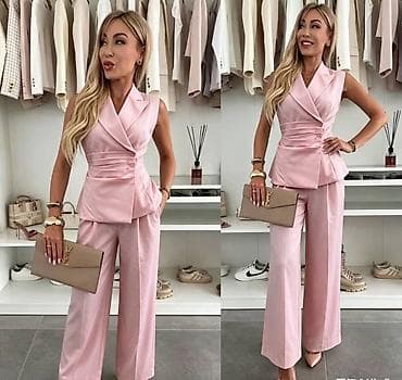 napapiri prsluk: ✅Elegantni damski komplet – prsluk i pantalone sa širokom nogavicom ✅S — 2