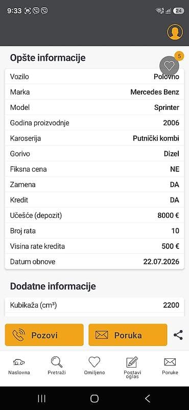 prednje vile za apn 4: Mercedes-Benz Sprinter, putnički kombi 8+1 - Godište: 2006 - Motor — 2