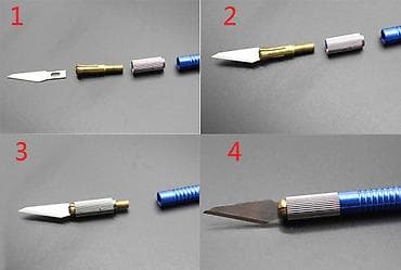 Sečice: Nov komplet oštrih hobi noževa 12 kom, sa drškom — 4