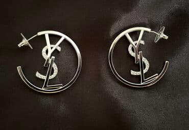 Earrings: Screwback earrings, YSL, Material: Cubic zirconia — 1